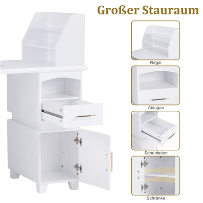 Table de manucure Barberpub avec 2 tiroirs, table à ongles avec extracteur blanc, table de salon de manucure en bois, 4 armoires, étagère, 2 sacs sous vide, bureau pour salon de manucure, 55 x 120 x 112,5 cm, 2456