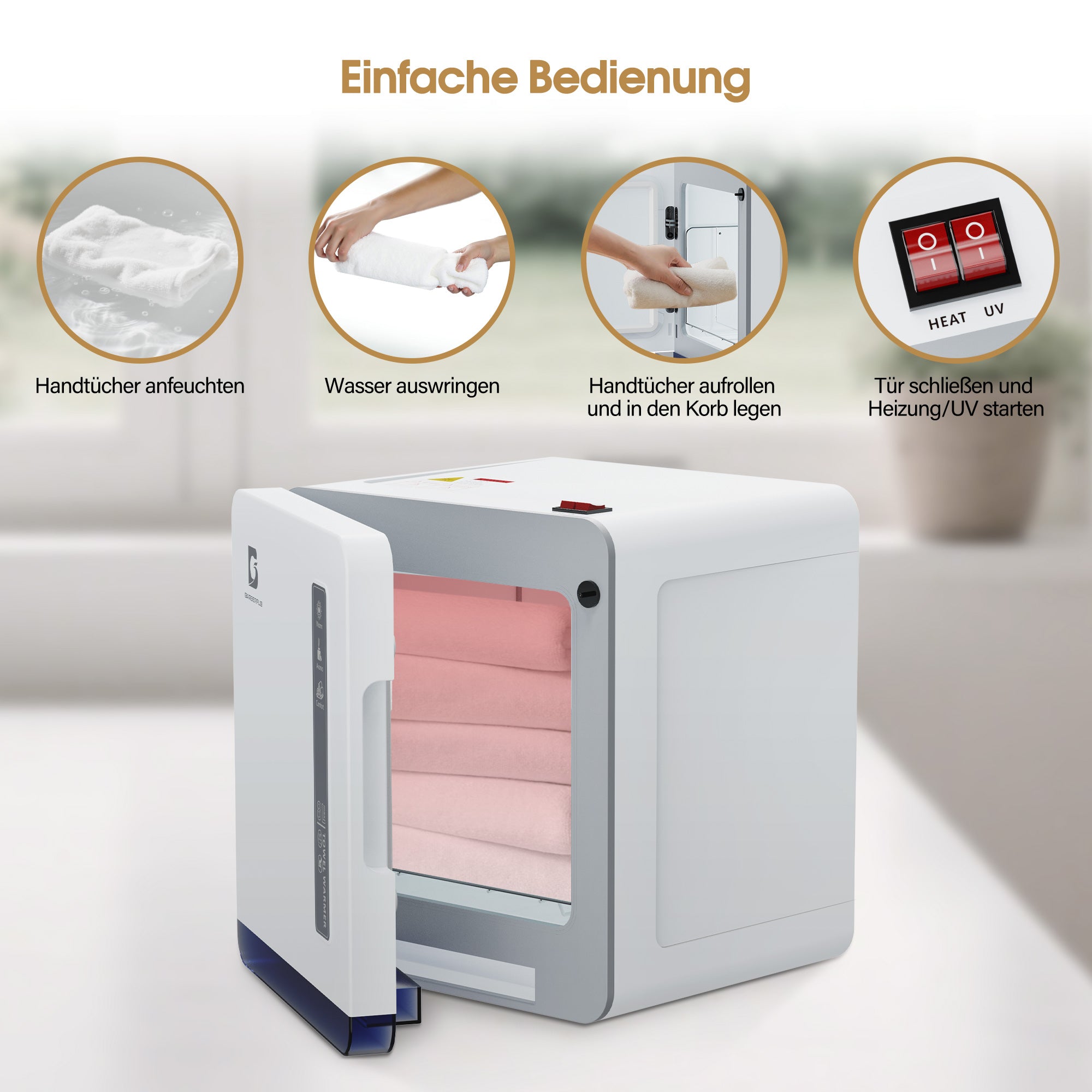 Chauffe-serviettes électrique BarberPub avec stérilisateur UV, capacité de 8 L, jusqu'à 24 serviettes, pour salon de coiffure et institut de beauté, HW208W (blanc)