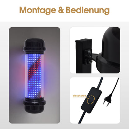 BarberPub Barber Pole Barbierstab, Barbershop Friseurstange mit LED Leucht Salon Einrichtung, Friseursalon, Barbier Stange Licht, Wandmontage, 71 CM Barber Equipment, Energie Sparen L047BC