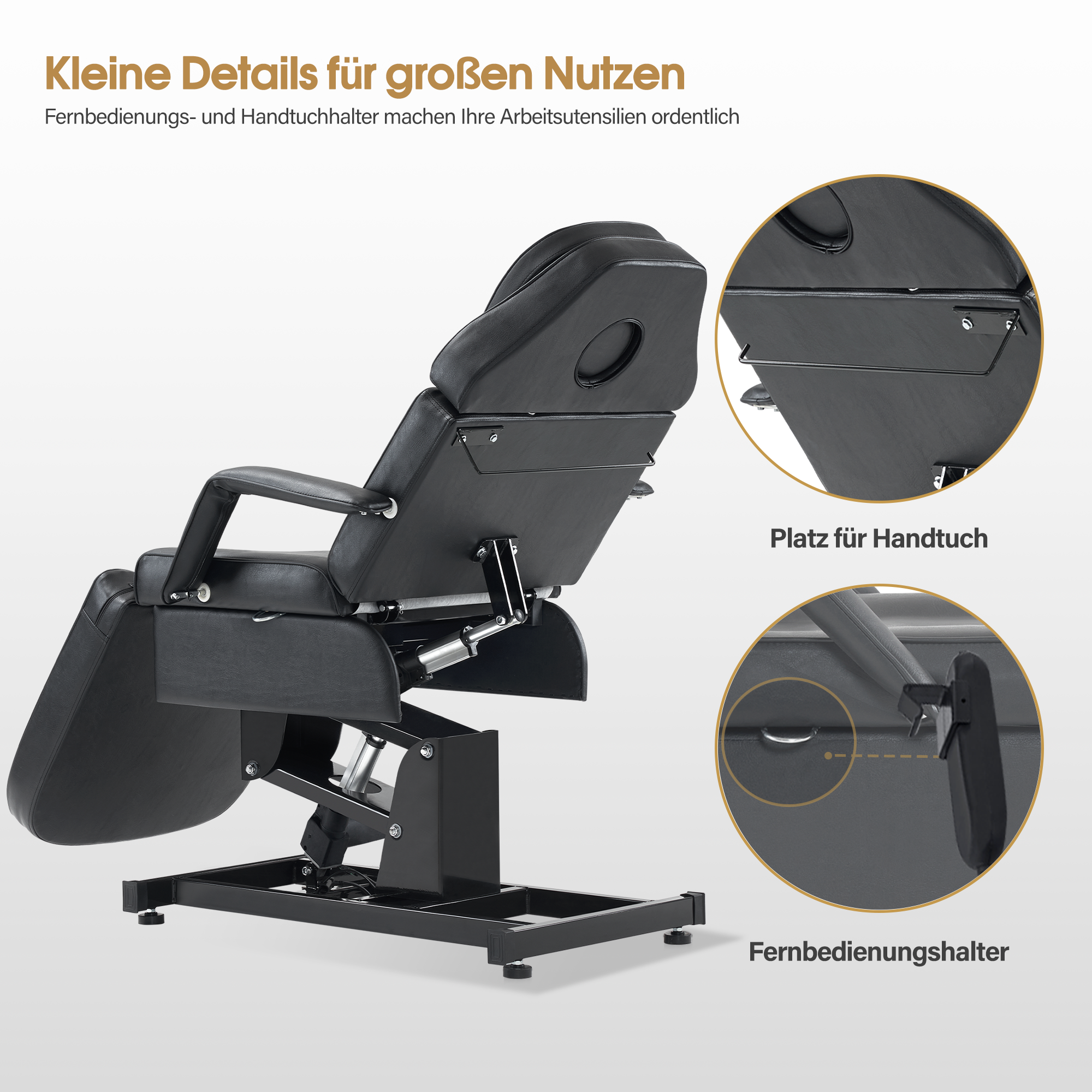 Table de massage électrique pour salon de coiffure, pliable et réglable en hauteur, avec 3 moteurs, pour salon de beauté 0751 