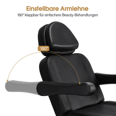 Lettino cosmetico elettrico BarberPub con 3 motori e rotelle, lettino da massaggio pieghevole e regolabile in altezza di 16 cm, braccioli girevoli a 180°, lettino per tatuaggi per centro benessere e salone 0754