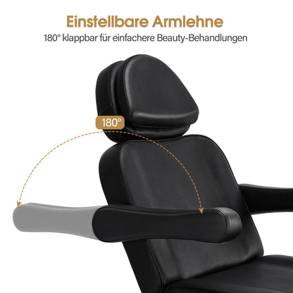 BarberPub Fauteuil Cosmétique Électrique avec 3 Moteurs & Roues, Table de Massage Pliable & Réglable en Hauteur de 16CM, Accoudoirs Rotatifs à 180°, Chaise de Tatouage pour Salon SPA 0754