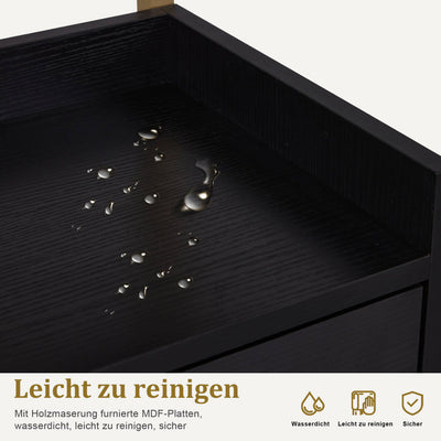 BarberPub Friseurwagen mit Rollen & 2 Schubladen, Rollwagen Servierwagen, Salon Trolley mit 2 Ablagen & Föhnhalter, Moderner Arbeitswagen für Bad Wohnzimmer, 32x37x87cm, 0029