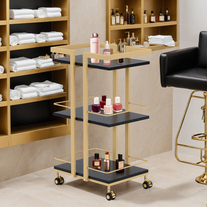 Desserte de bar à roulettes, chariot de cuisine, cadre en métal, moderne, multifonction, à 3 niveaux, pour cuisine, salle de bain, salon, bureau, 48 x 43 x 76 cm, 0033