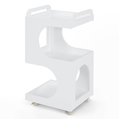 Chariot de service BarberPub à roulettes, chariot de coiffure blanc, chariot de salle de bain, chariot de cuisine, chariot de salon avec 3 étagères, chariot moderne et multifonctionnel pour salon de beauté, salle de bain, salon, 44,5 x 40 x 87 cm, 0045