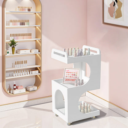 Chariot de service BarberPub à roulettes, chariot de coiffure blanc, chariot de salle de bain, chariot de cuisine, chariot de salon avec 3 étagères, chariot moderne et multifonctionnel pour salon de beauté, salle de bain, salon, 44,5 x 40 x 87 cm, 0045