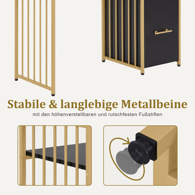 Barberpub Schreibtisch mit 3 Schubladen, Nageltisch aus Holz Metallgestell, Manikürtisch Marmor-Weiß Gold, Schminktisch ohne Spiegel Modern, Computertisch mit Regal Wohnzimmer, 43x108x125cm, 2420