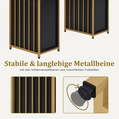 Coiffeuse Barberpub avec 6 tiroirs, table à ongles en bois et structure en métal, table de manucure, sans miroir, moderne, 46 x 125 x 81 cm, 2425