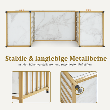 Coiffeuse Barberpub avec 6 tiroirs, table à ongles en bois et structure en métal, table de manucure, sans miroir, moderne, 46 x 125 x 81 cm, 2425