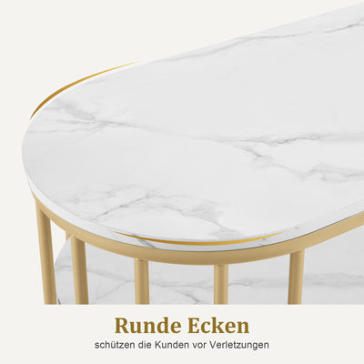 BarberPub Manicure table without drawers, dressing table without mirror, marble white gold, manicure table, nail table made of wood with metal frame, computer table for the living room, modern, 45 x 114 x 78 cm, 2482