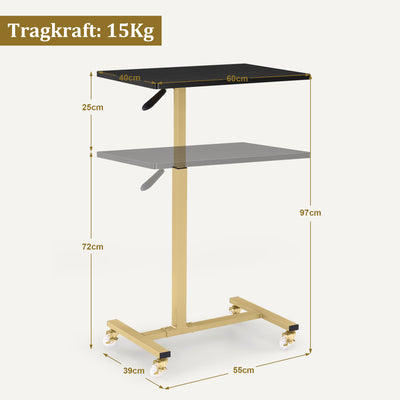 BarberPub tavolino laterale con rotelle, tavolo da lavoro regolabile in altezza, carrello portavassoio da salone color oro, tavolino da letto a forma di C, carrello da parrucchiere per saloni di acconciatura, centri per manicure e soggiorni, 2832