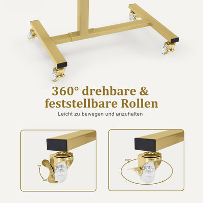 BarberPub tavolino laterale con rotelle, tavolo da lavoro regolabile in altezza, carrello portavassoio da salone color oro, tavolino da letto a forma di C, carrello da parrucchiere per saloni di acconciatura, centri per manicure e soggiorni, 2832