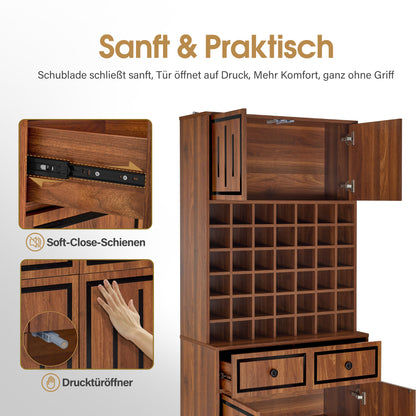Meuble de rangement BarberPub avec 2 tiroirs, 42 compartiments ouverts et 4 armoires, meuble de salle de bain noir, armoire haute en bois pour salon de coiffure, salon de beauté R6194/R6179
