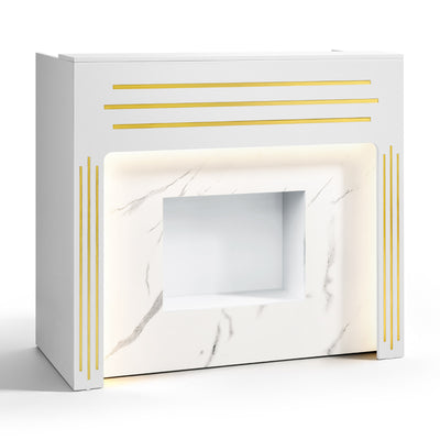 Bancone reception BarberPub con 3 cassetti e 2 armadietti, tavolo reception con illuminazione, bancone reception con serratura, bancone cassa per parrucchiere, 53x120x110,5 cm, R9750 (Bianco)
