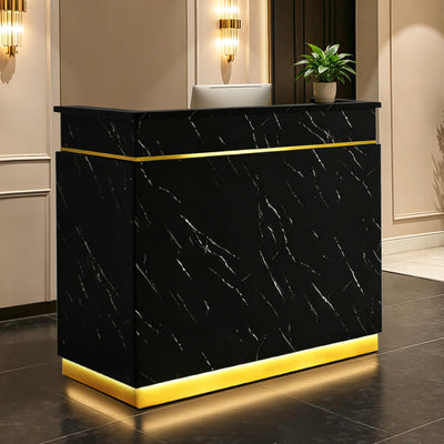 Bancone reception BarberPub con 3 cassetti e 1 armadietto, tavolo reception con illuminazione, bancone reception con serratura, bancone cassa per salone di parrucchieri, 55x120x107 cm, R9759