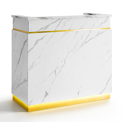 BarberPub Empfangstheke mit 3 Schubladen & 1 Schrank, Empfangstisch mit Beleuchtung, Empfangstresen Abschließbar, Rezeptionstheke Kassentheke für Friseursalon, 55x120x107 cm, R9759