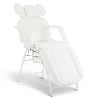 Table de soins esthétiques pliable Barberpub, table de massage 80 cm de large, table de soins des cils, table de tatouage pour salon de spa, repose-mains réglable pour esthéticiennes 185 x 80 x 90 cm 0726 (Blanc/PU)