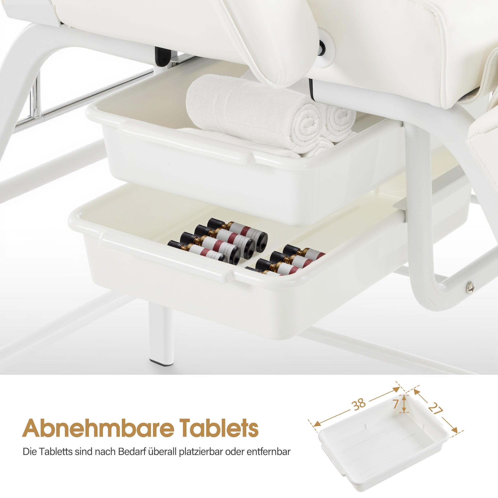 Table de soins esthétiques pliable Barberpub, table de massage 80 cm de large, table de soins des cils, table de tatouage pour salon de spa, repose-mains réglable pour esthéticiennes 185 x 80 x 90 cm 0726 (Blanc/PU)