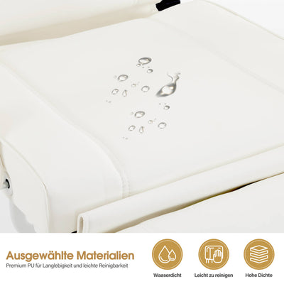 Barberpub Lettino cosmetico pieghevole, lettino da massaggio largo 80 cm, lettino per trattamenti ciglia, lettino per tatuaggi per SPA e saloni, supporto per le mani regolabile per estetisti, 185x80x90 cm 0726 (Bianco/PU)