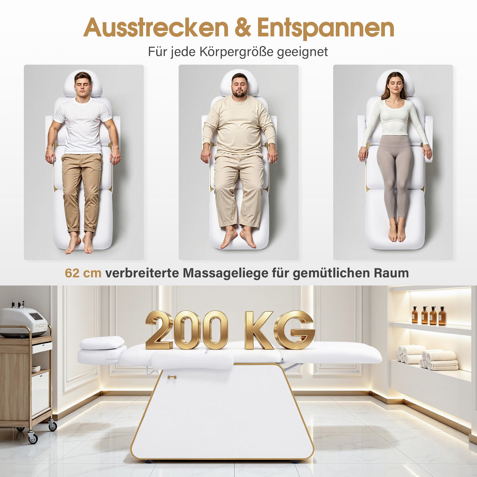 BarberPub Kosmetikliege Elektrisch mit 2 Motoren, Kopfstütze 16 cm ausziehbar, 180° Drehbare Armlehnen, Massageliege 80cm breit, Tattoo Liege für SPA Salon 0739 (Weiß/Kunstleder)