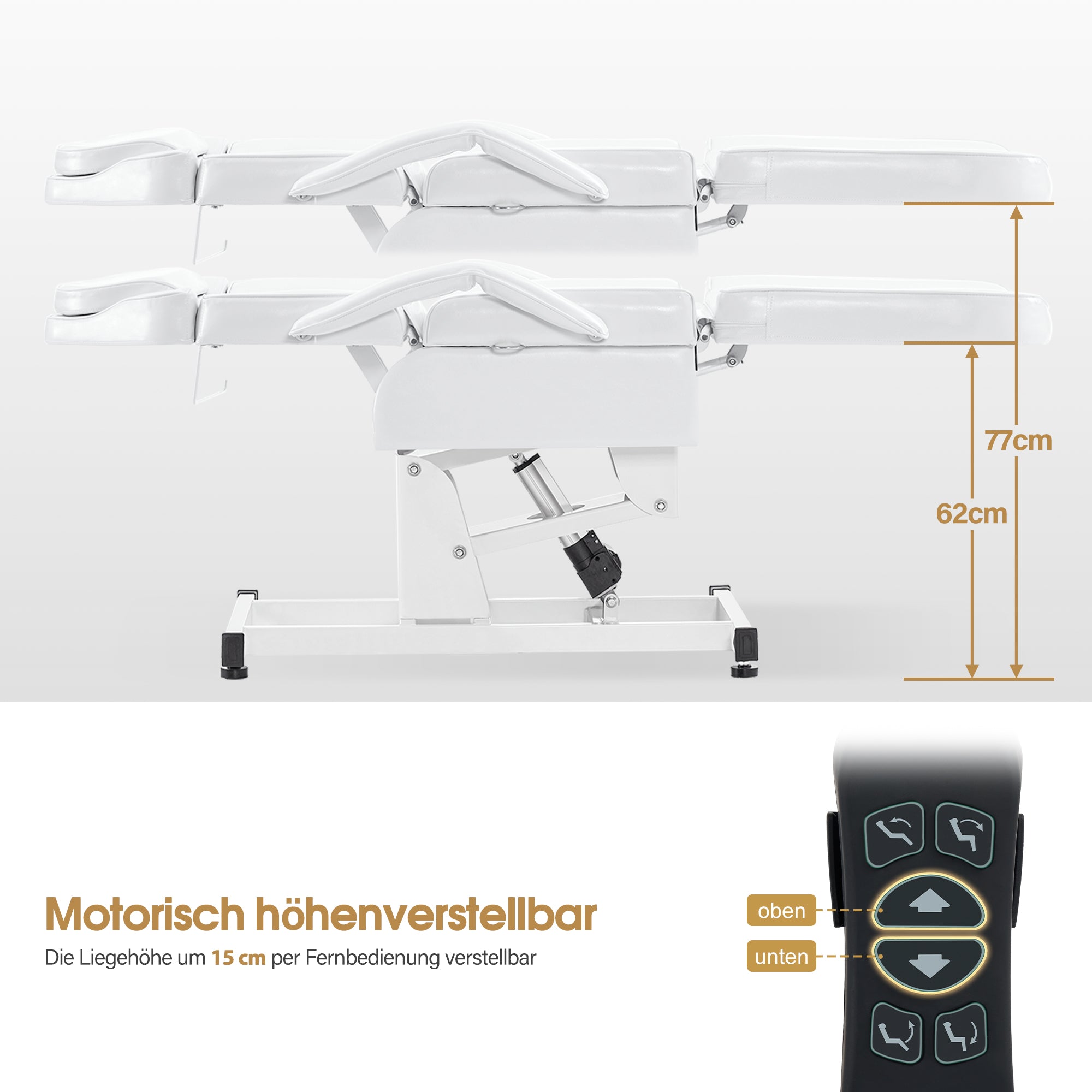 Table de massage électrique pour salon de coiffure, pliable et réglable en hauteur, avec 3 moteurs, pour salon de beauté 0751 