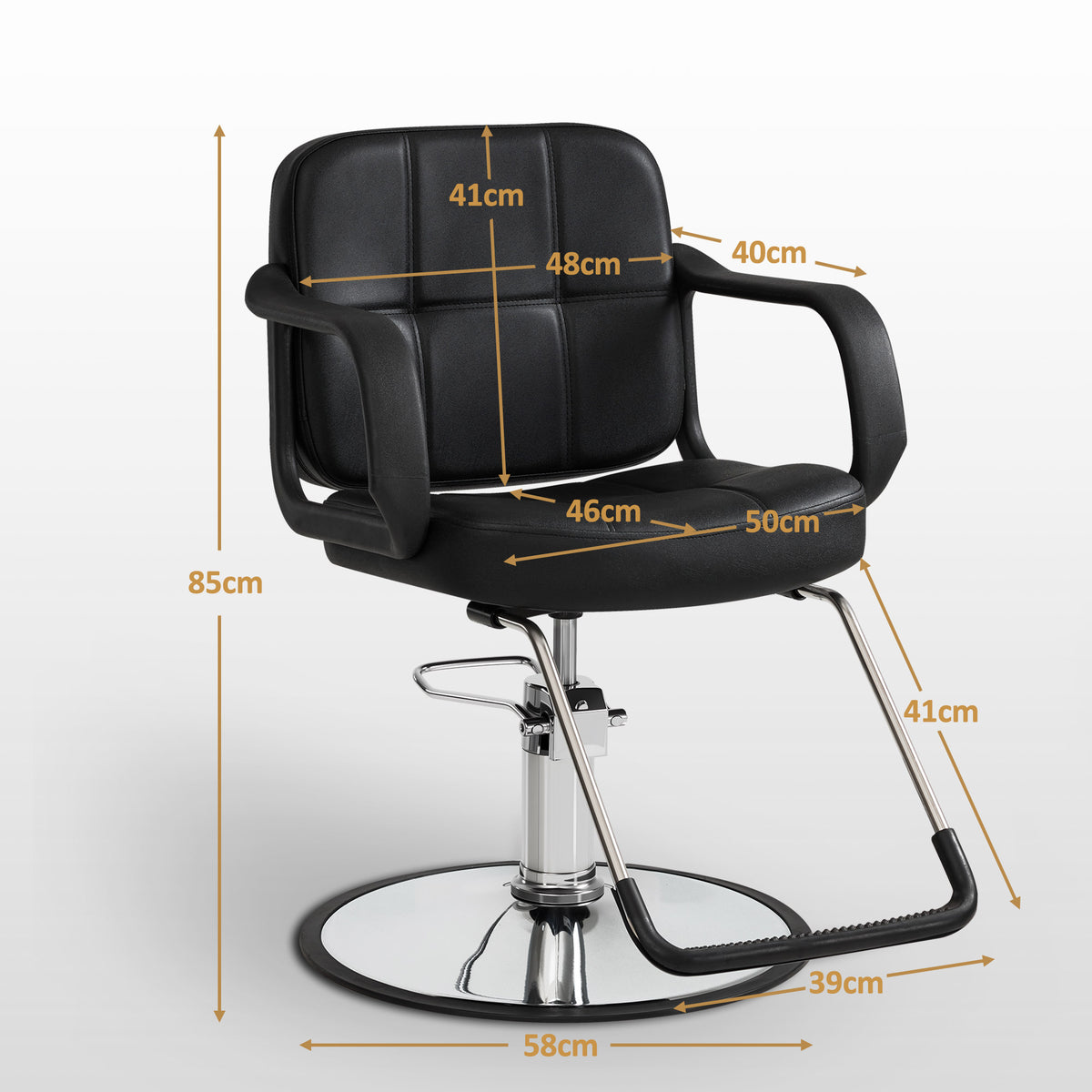 BarberPub Friseurstuhl, Friseursessel, Friseureinrichtung mit Hydraulikpumpe 360° Drehbar, Bedienungsstuhl Höhenverstellbar, Barber Stuhl Friseurstühle Kunstleder, 2043 (Schwarz)
