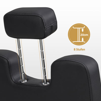 BarberPub Friseurstuhl mit Kopfstütze Kippbar, Friseureinrichtung mit Hydraulikpumpe 360° Drehbar, Bedienungsstuhl Höhenverstellbar, Barber Stuhl Friseurstühle Kunstleder, 2044 (Schwarz)