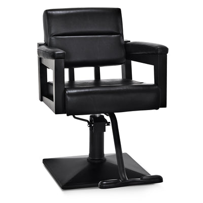 BarberPub poltrona da barbiere con pompa idraulica girevole a 360°, attrezzatura da parrucchiere, sedia da barbiere regolabile in altezza, poltrona da parrucchiere in pelle sintetica PVC, 2058 (Nero)