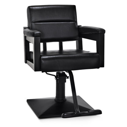 BarberPub Barber Chair with Hydraulic Pump, 360° Rotatable, Height-Adjustable Barber Chair, PVC Synthetic Leather, 2058 (Black)