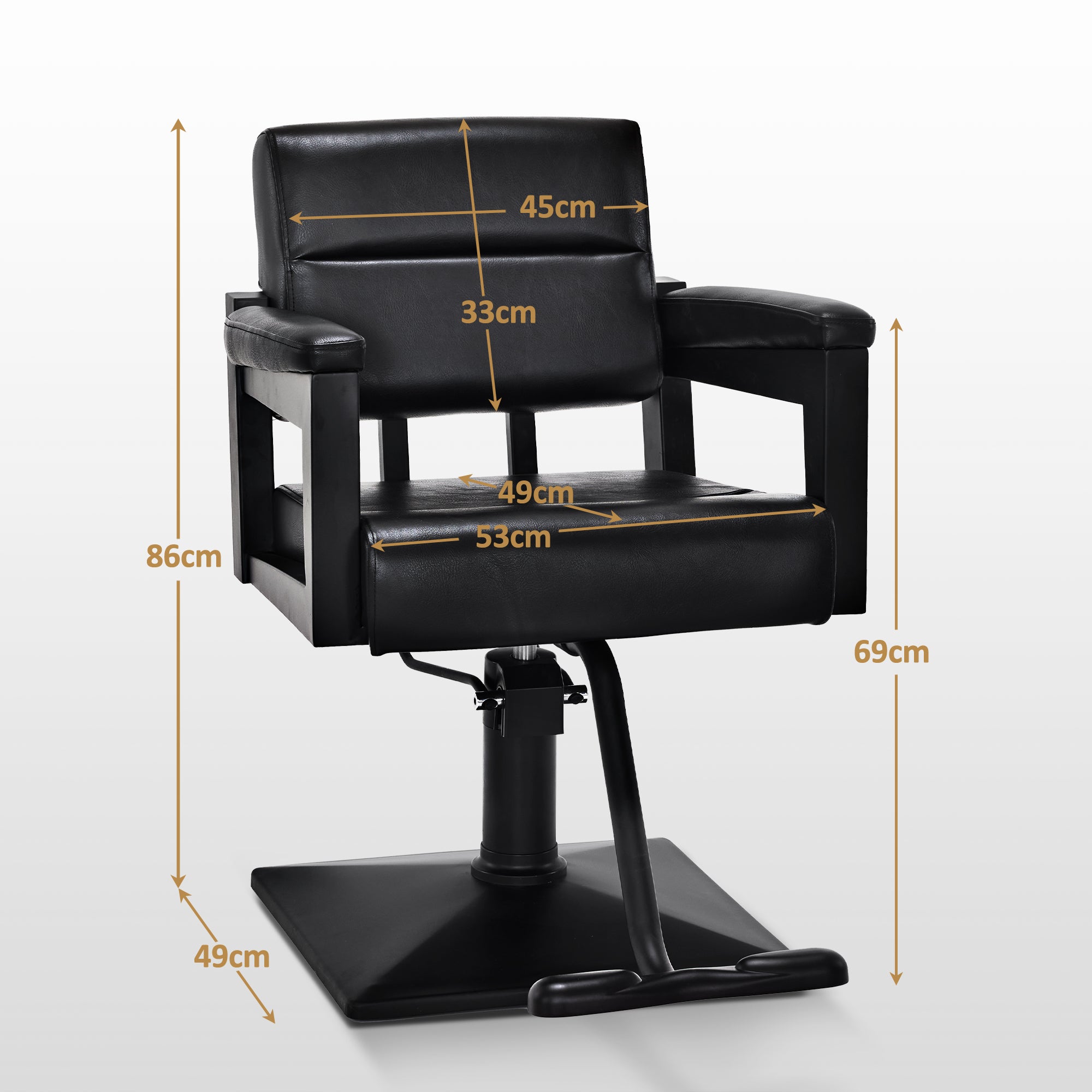 Fauteuil de barbier BarberPub avec pompe hydraulique, pivotant à 360°, réglable en hauteur, cuir synthétique PVC, 2058 (noir)