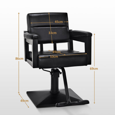 BarberPub poltrona da barbiere con pompa idraulica girevole a 360°, attrezzatura da parrucchiere, sedia da barbiere regolabile in altezza, poltrona da parrucchiere in pelle sintetica PVC, 2058 (Nero)