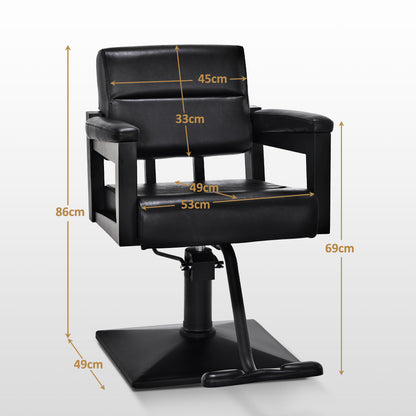 BarberPub Barber Chair with Hydraulic Pump, 360° Rotatable, Height-Adjustable Barber Chair, PVC Synthetic Leather, 2058 (Black)
