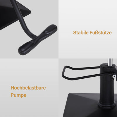 BarberPub poltrona da barbiere con pompa idraulica girevole a 360°, attrezzatura da parrucchiere, sedia da barbiere regolabile in altezza, poltrona da parrucchiere in pelle sintetica PVC, 2058 (Nero)