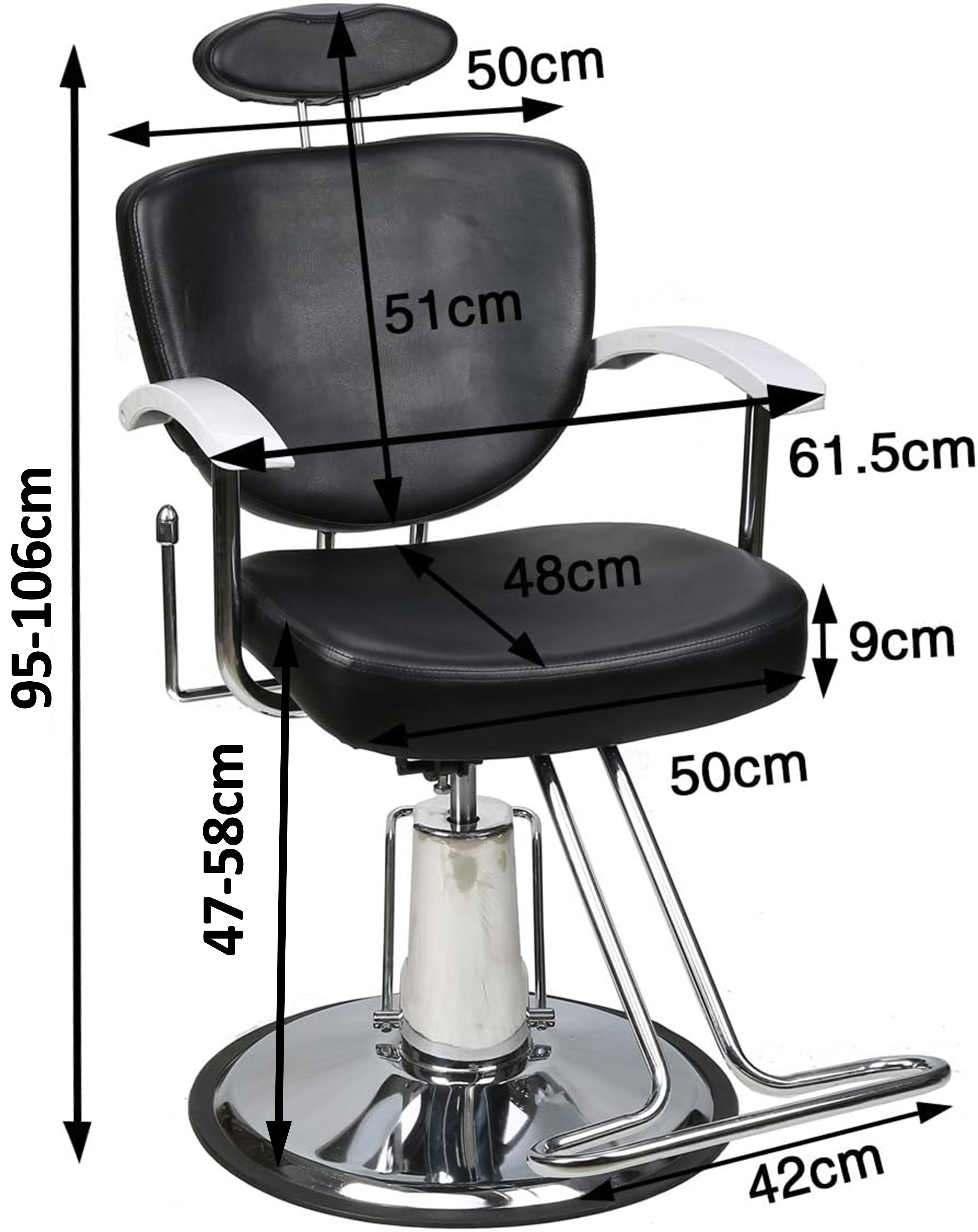 Chaise de coiffeur Barberpub, chaise de coiffure, chaise d'opération, équipement de coiffure 2060BK