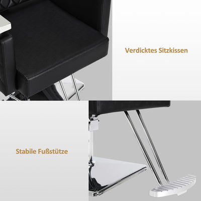 BarberPub Sedia da barbiere reclinabile con poggiatesta, sedia da parrucchiere con pompa idraulica girevole a 360°, arredamento da barbiere, sedia da barbiere regolabile in altezza, sedia da styling in similpelle PVC, 2073 (Nero)