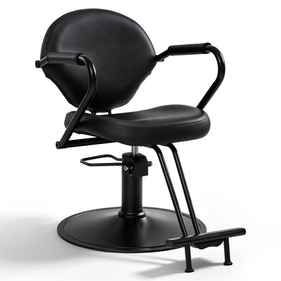 Poltrona da barbiere BarberPub, poltrona da parrucchiere, arredo per parrucchiere con pompa idraulica girevole a 360°, poltrona da lavoro regolabile in altezza, sedia da barbiere in ecopelle, 2079 (Nero)