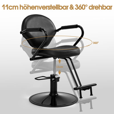 Poltrona da barbiere BarberPub, poltrona da parrucchiere, arredo per parrucchiere con pompa idraulica girevole a 360°, poltrona da lavoro regolabile in altezza, sedia da barbiere in ecopelle, 2079 (Nero)