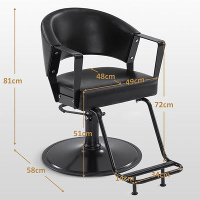BarberPub poltrona da barbiere con pompa idraulica girevole a 360°, attrezzatura da parrucchiere, sedia da barbiere regolabile in altezza, poltrona da parrucchiere in similpelle PVC moderna, 2083 (Nero)