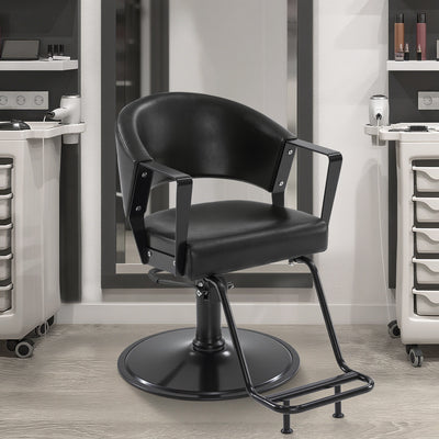 BarberPub poltrona da barbiere con pompa idraulica girevole a 360°, attrezzatura da parrucchiere, sedia da barbiere regolabile in altezza, poltrona da parrucchiere in similpelle PVC moderna, 2083 (Nero)