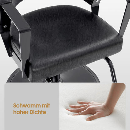 Fauteuil de barbier BarberPub avec pompe hydraulique, pivotant à 360°, réglable en hauteur, en similicuir PVC moderne, 2083 (noir)