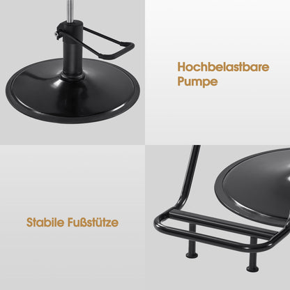 Fauteuil de barbier BarberPub avec pompe hydraulique, pivotant à 360°, réglable en hauteur, en similicuir PVC moderne, 2083 (noir)