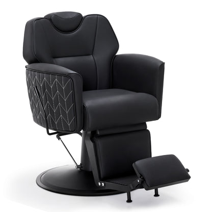 BarberPub Barber Chair with Tilting Headrest, Hairdressing Equipment with Hydraulic Pump 360° Rotatable, Height-Adjustable Barber Chair, Hairdressing Chairs Faux Leather, 2625 (Black)