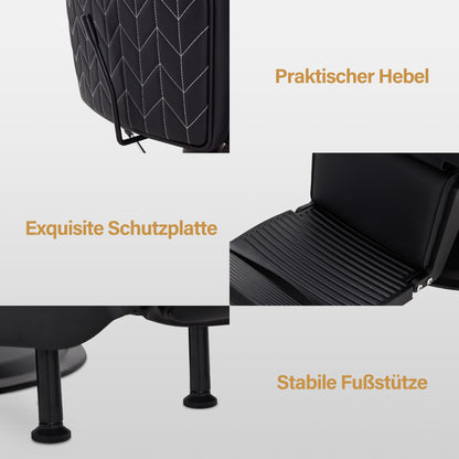 BarberPub Barber Chair with Tilting Headrest, Hairdressing Equipment with Hydraulic Pump 360° Rotatable, Height-Adjustable Barber Chair, Hairdressing Chairs Faux Leather, 2625 (Black)