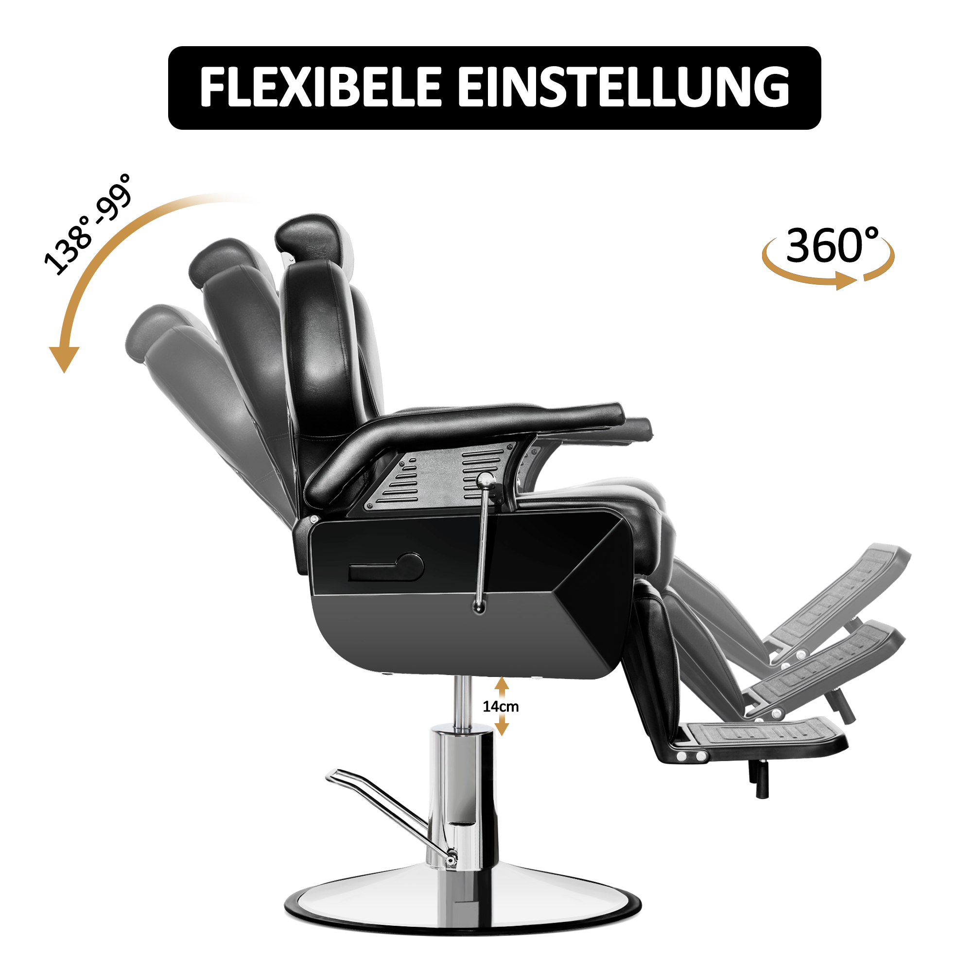 Chaise de coiffeur Barberpub, chaise de coiffure, chaise d'opération, équipement de coiffure 2687BK