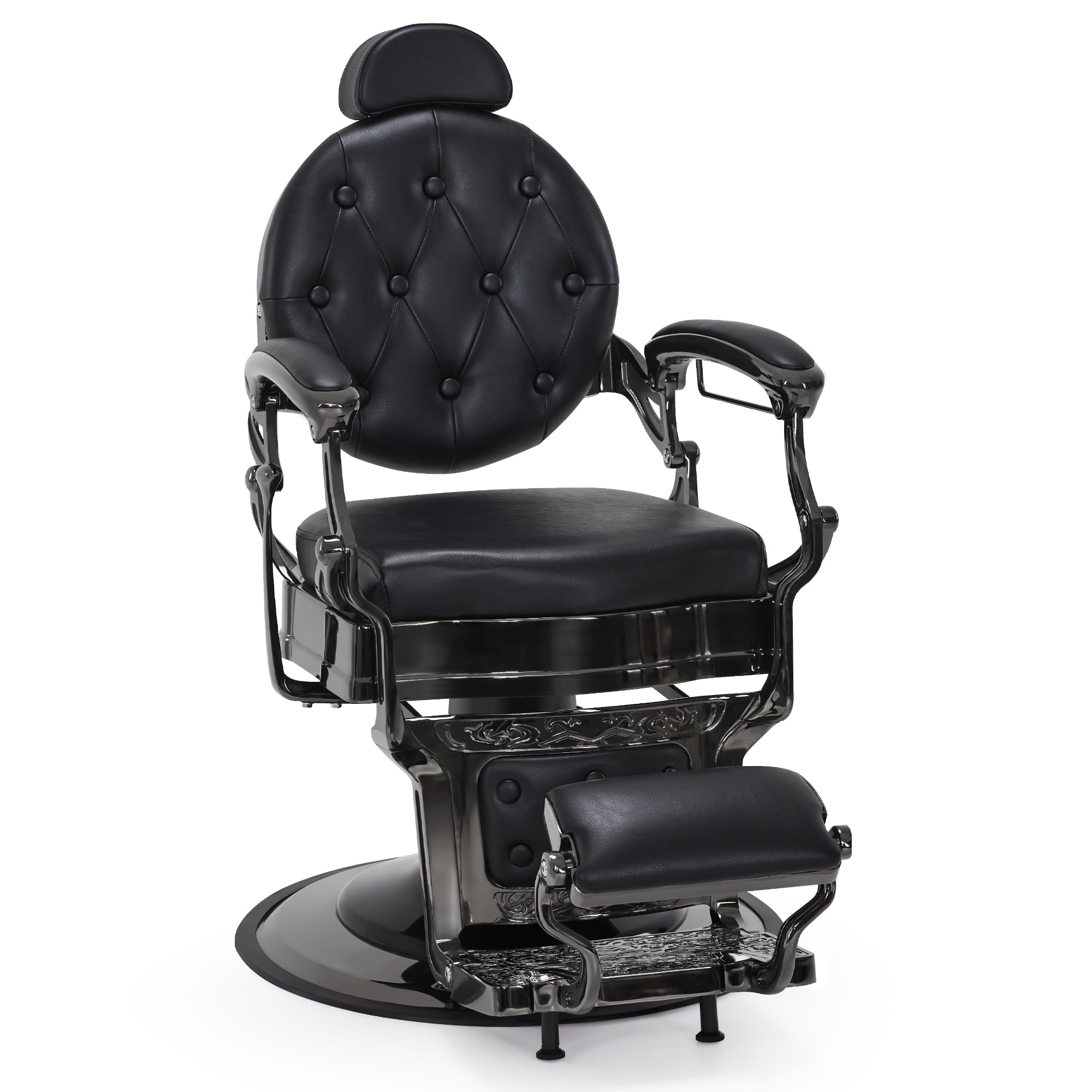 Barberpub hairdressing chair with retro/vintage style, matte black 2933BK, with retro/vintage style, 360° rotatable, imitation leather, 113 × 68 × 109 cm