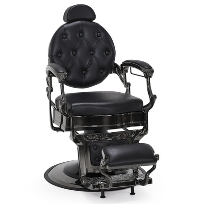 Barberpub hairdressing chair with retro/vintage style, matte black 2933BK, with retro/vintage style, 360° rotatable, imitation leather, 113 × 68 × 109 cm