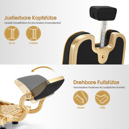 Barberpub Friseurstuhl mit Kopfstütze Kippbar, Friseureinrichtung mit Hydraulikpumpe 360° Drehbar, Höhenverstellbarer Bedienungsstuhl mit Vintage Stil, Barber Stuhl Kunstleder, 2965 (Gold-Schwarz)