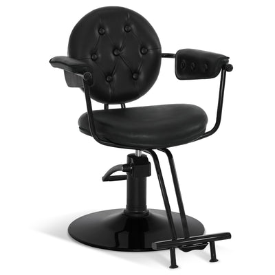 BarberPub sedia da barbiere con pompa idraulica girevole a 360°, attrezzatura da parrucchiere, sedia da barbiere regolabile in altezza, poltrona da barbiere in similpelle PVC vintage, 3159 (Nero)