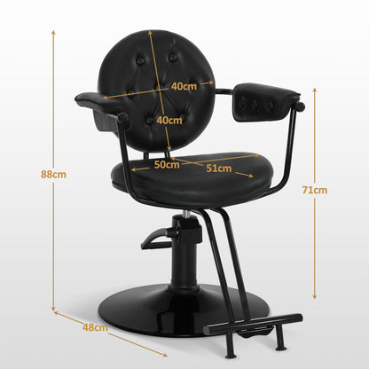 BarberPub Friseurstuhl mit Hydraulikpumpe 360° Drehbar, Friseureinrichtung Barber Chair Höhenverstellbar, Barber Stuhl Friseursessel PVC Kunstleder Vintage, 3159 (Schwarz)