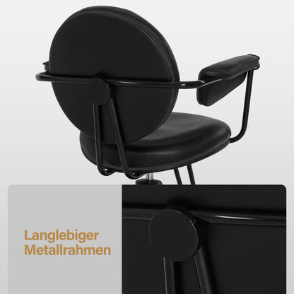 BarberPub Friseurstuhl mit Hydraulikpumpe 360° Drehbar, Friseureinrichtung Barber Chair Höhenverstellbar, Barber Stuhl Friseursessel PVC Kunstleder Vintage, 3159 (Schwarz)
